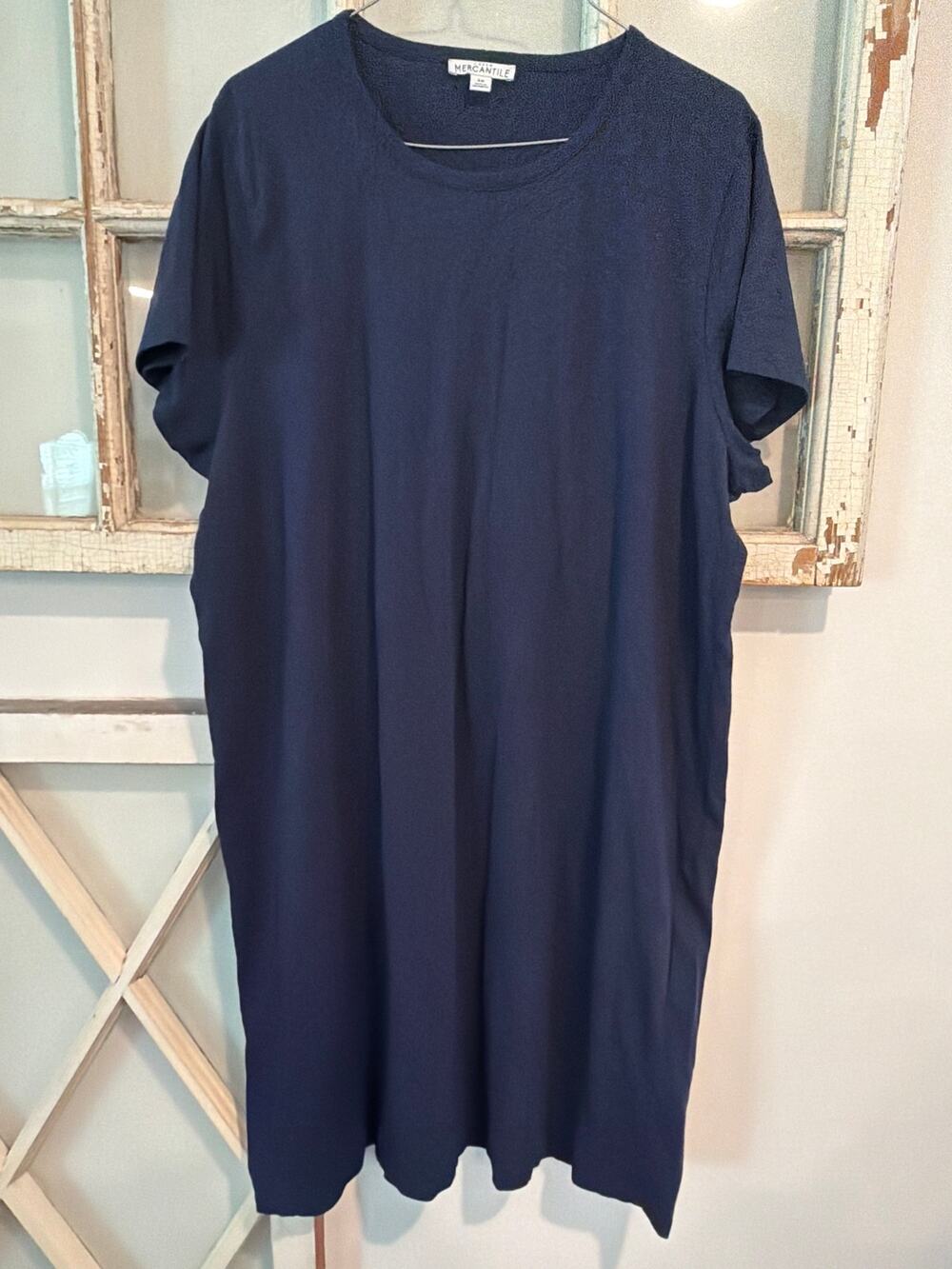 J.Crew Mercantile size 2X navy blue stretch knit shift dress